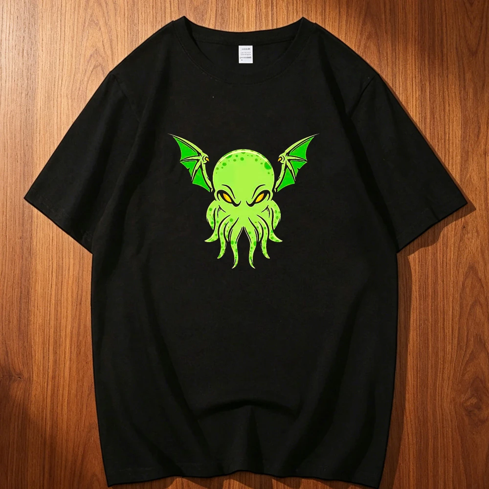 Cthulhu cotton t-shirt teen University harajuku  Comfortable 80s t shirt Colorful 2000s Breathable Vintage Psychedelic Retro