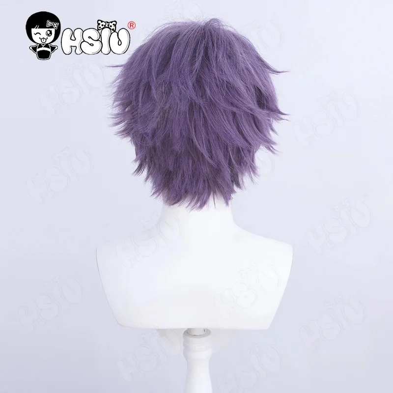 Rafayel Cosplay Wig Game Love and deepspace Cosplay Wig HSIU 30cm gray fuchsia short hair Heat Resistant Synthetic Wig+Wig cap