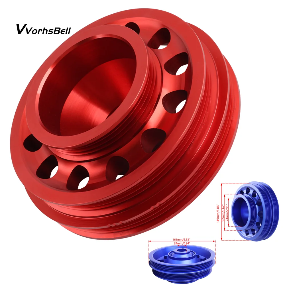

Racing Car Light Weight Aluminum Crank Crankshaft Pulley, for 1992-1995 Honda Civic SOHC D16, Available in Red and Blue