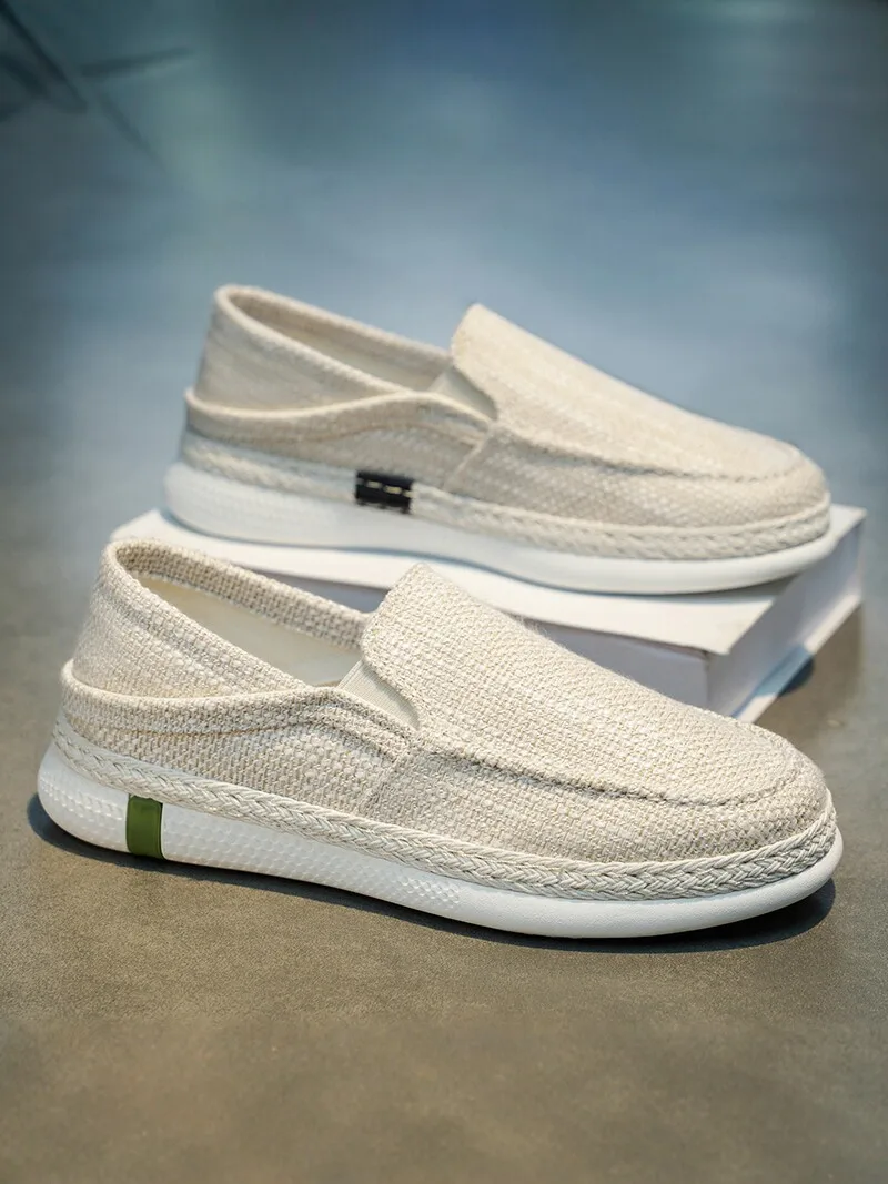

Men's Canvas Shoes 2026 New Summer Breathable Casual Linen Slip-On Lazy Beijing Cloth Shoes Low Help Spring Autumn Season