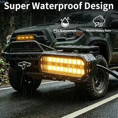Car middle mesh led small yellow light front face grille light universal clip-on buckle paste 18led middle mesh grille light
