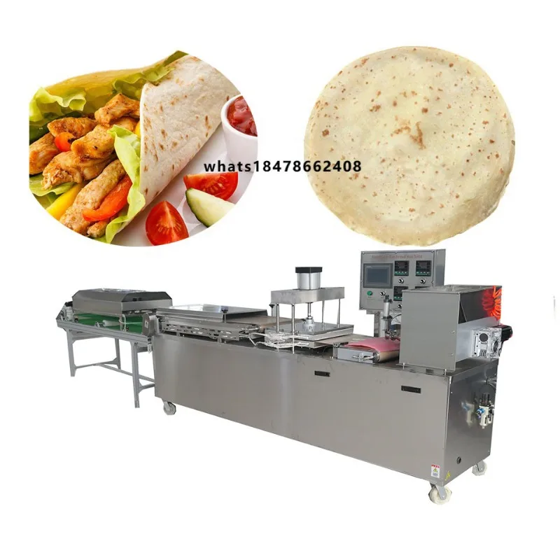 2000 Pcs Per Hour Industrial Mexican Flour Tortilla Bread Taco Press Making Machine Fully Automatic With Oven