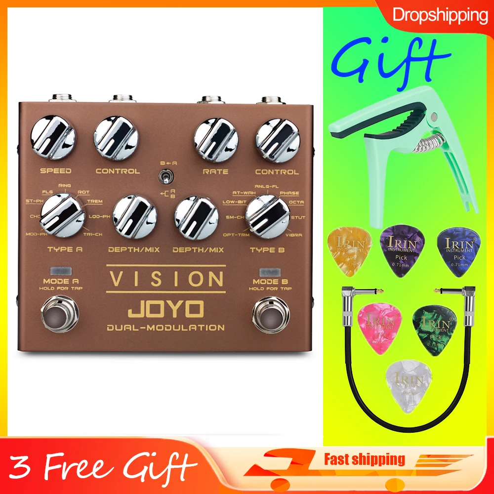 JOYO R-09 VISION Pedal Modulation Multi-effect Dual Channel 9 Effect Support Stereo Input and Output for Electric Guitar Effects