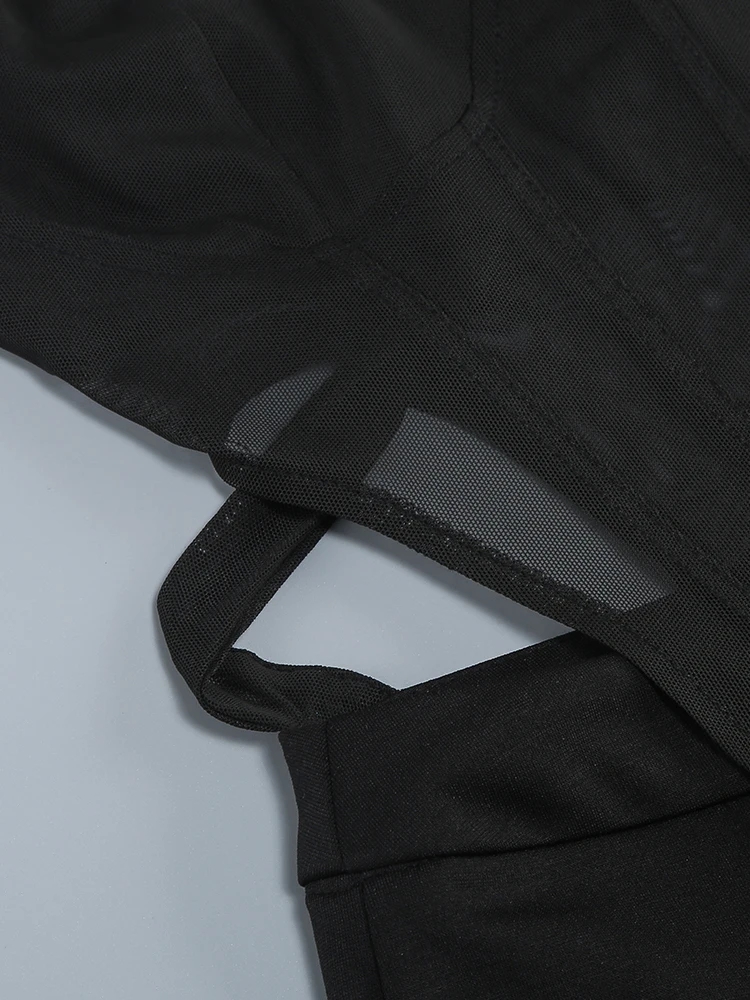 مثير مشد شبكة سوداء المرأة بذلة المرقعة الجوف خارج ضيق بذلة أزياء حزب قطعة واحدة الملابس النسائية