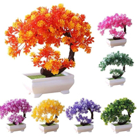 Artificial Plastic Plants Bonsai Tree Small Pot Potted Flower Garden Fake Plant Arrangement Ornaments Home Room Table Decoration