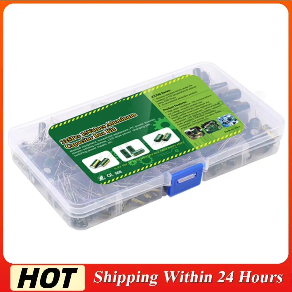 

15/24/36 значений 225/460/925 шт. алюминиевые электролитические конденсаторы 16 В-50 В комплект электролитических конденсаторов с коробкой для хранения