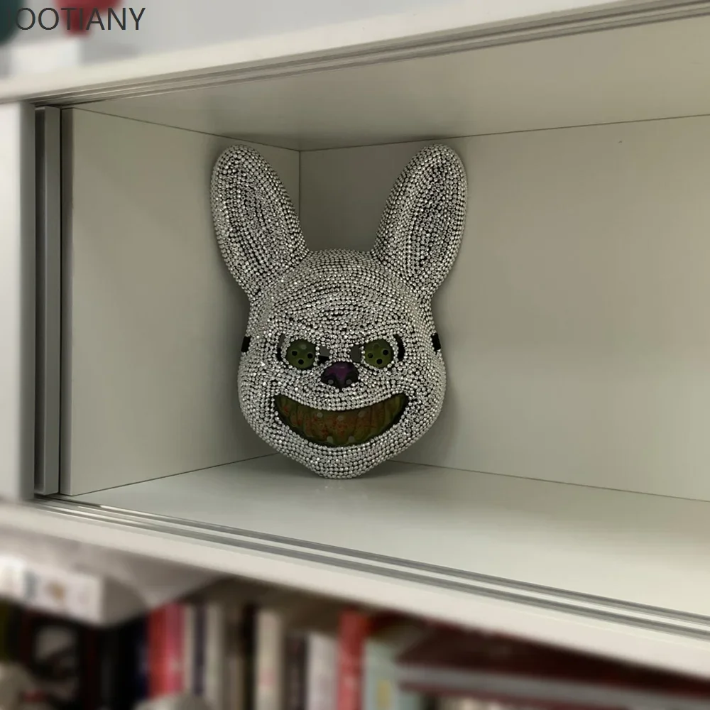 CosplayNew gris sangre conejito hecho a mano máscara de diamantes de imitación Cosplay calavera carnaval club nocturno Hip-hop baile callejero salón Owen máscara de fiesta