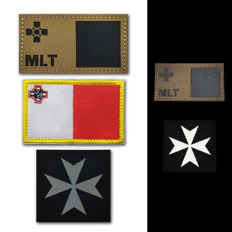 مالطا العلم فرسان شارة الأشعة تحت الحمراء انعكاس الليزر قطع المعنويات الذراع راية الملابس على ظهره اكسسوارات هوك وحلقة التصحيح