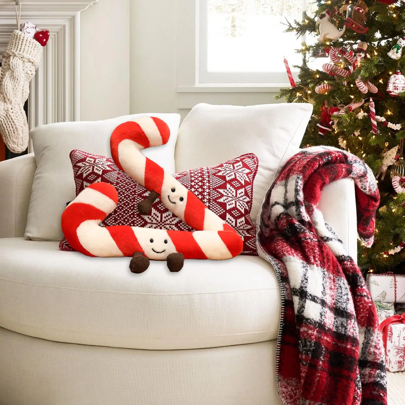 

Candy Cane Plush Pillow Soft Sofa Pillow Decor 12 Inch Candy Cane Toy For Adults Kids Bedroom Living Room Nursery Recliner Bed