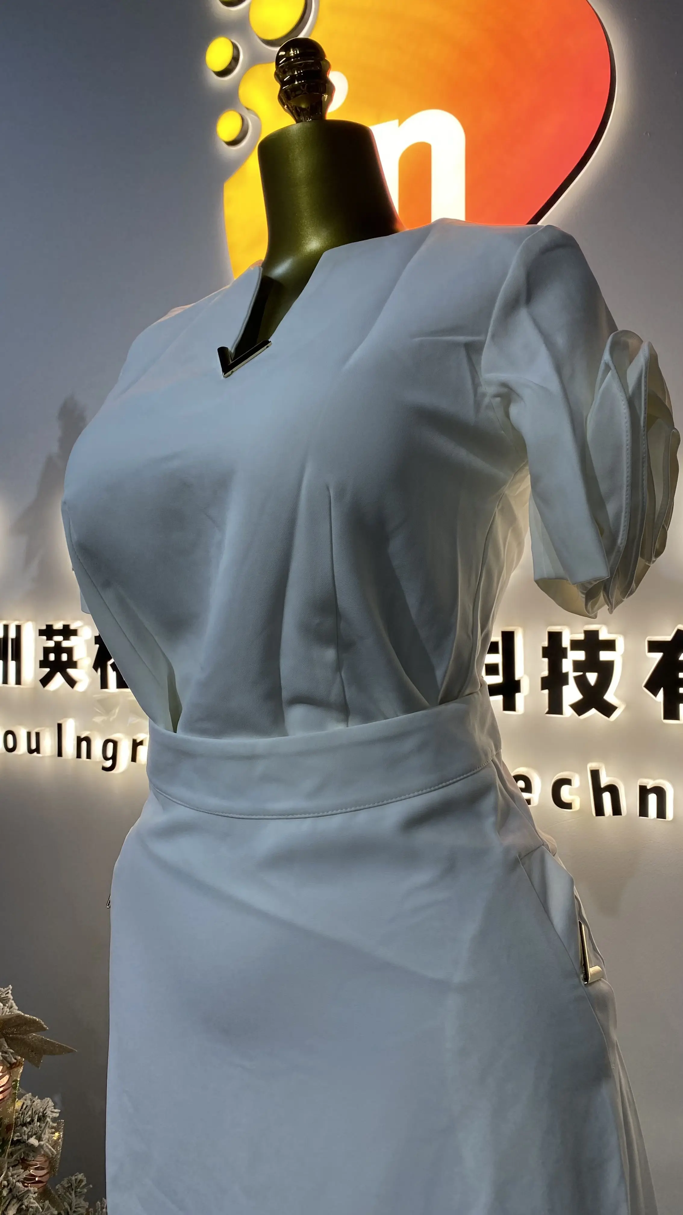 Gorgeous summer mesh stitching women's elegant knee-length pencil office dress-GZMM275