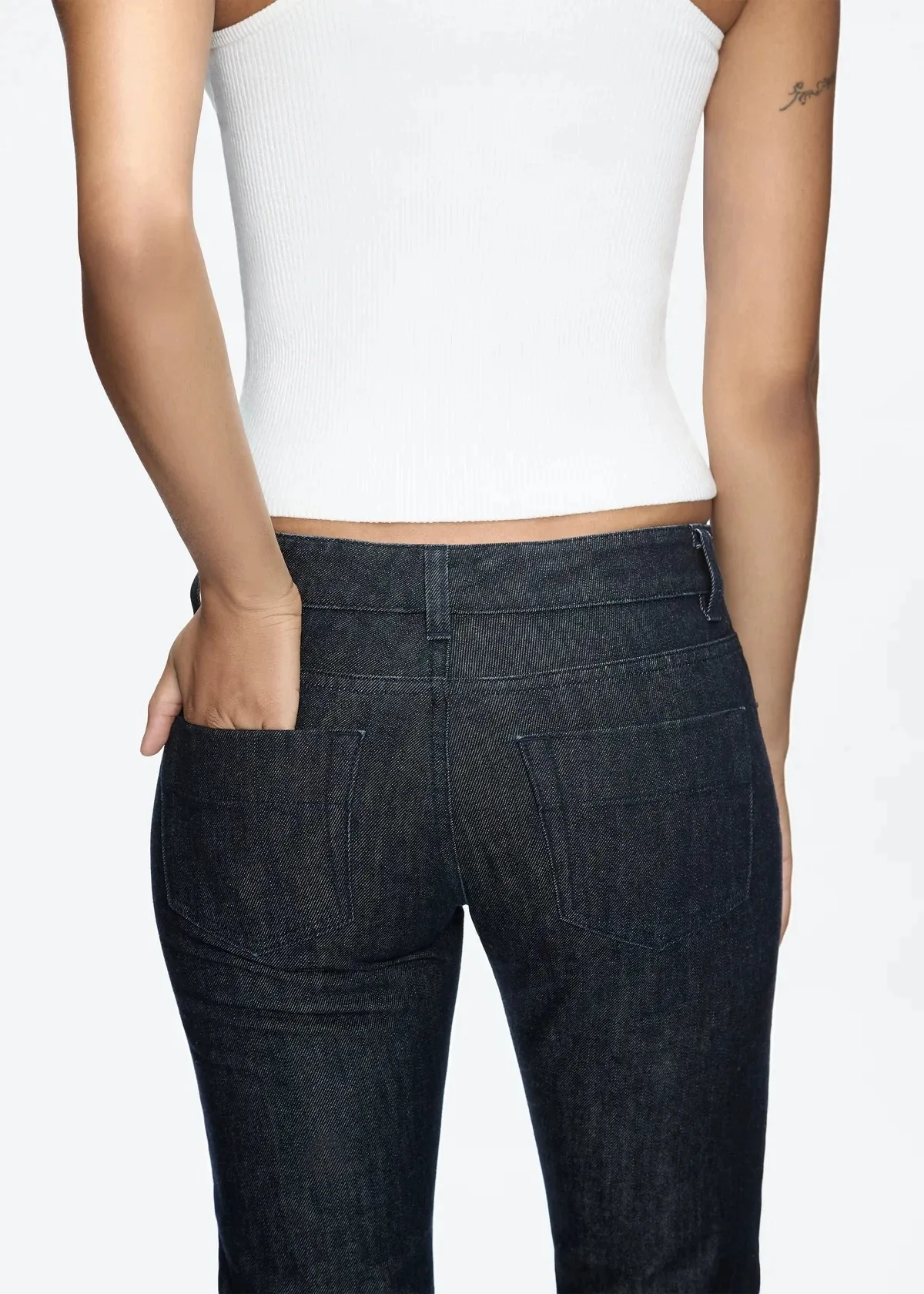 بنطلون جينز بدون أكمام أصلي منخفض الارتفاع غير قابل للتمدد #6