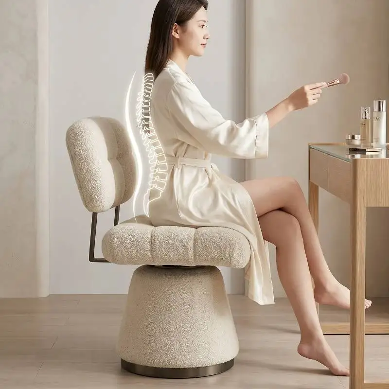 Upgrade Beige Makeup Vanity Chair Modern Nordic Narrow Comfy Makeup Vanity Chair White Luxury Sillas De Tocador Furniture Home
