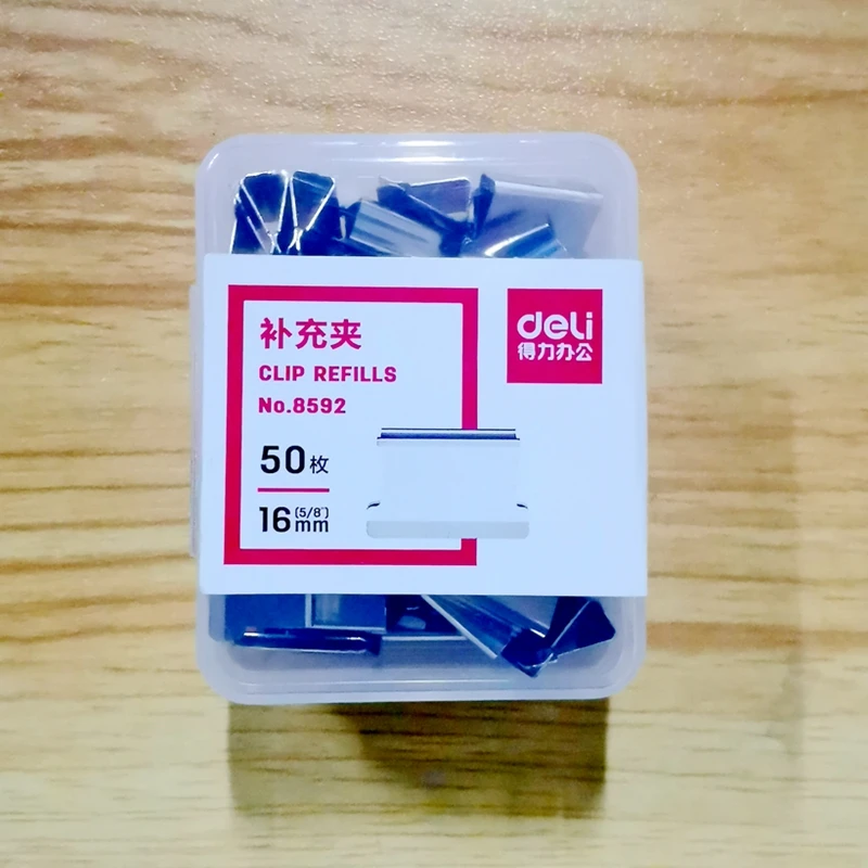 50PCS/Bag Deli 8592 Office Documents 16mm(5/8inch) Paper Clips Steel Clip Refills Binding Capacity 40 Sheets 70g Papers