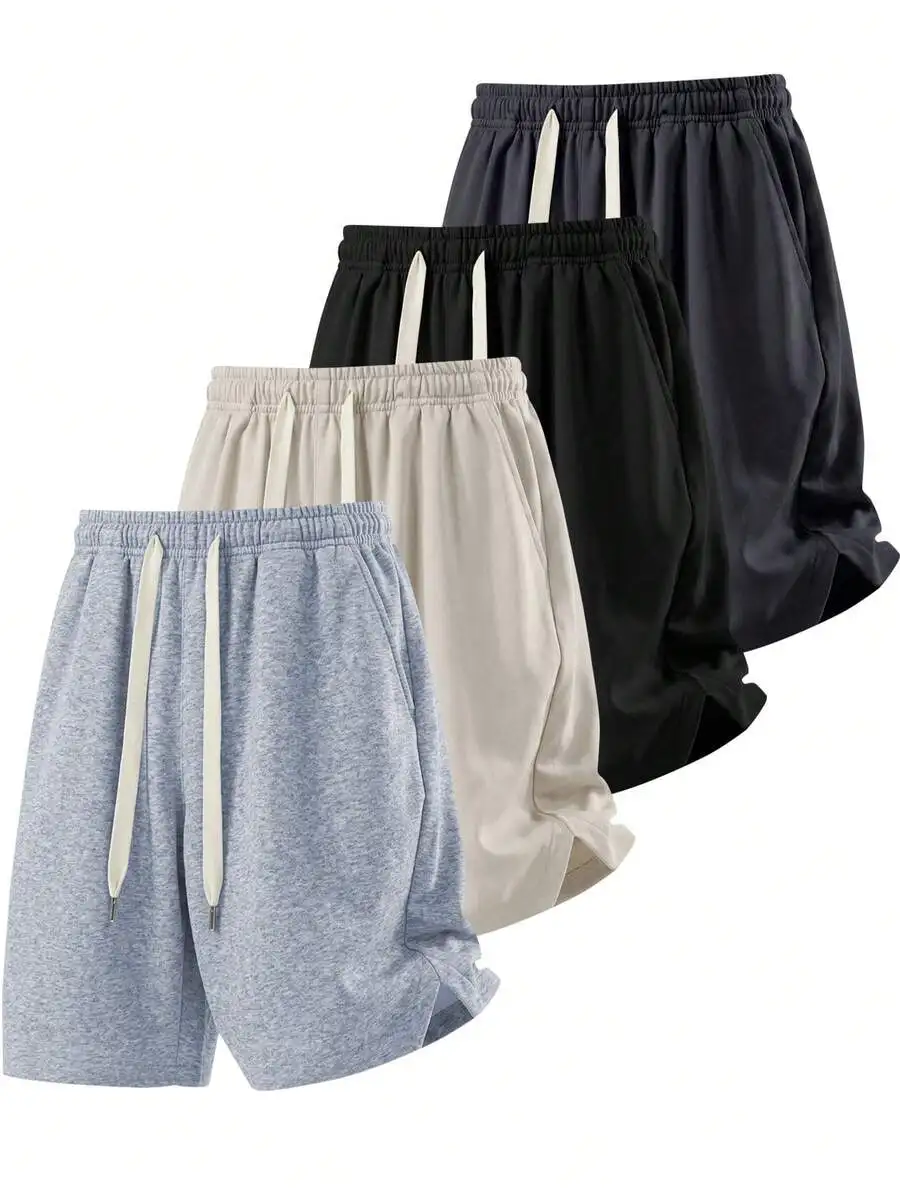 

Mens Loose Casual Straight Shorts With Elastic Waist And Drawstring