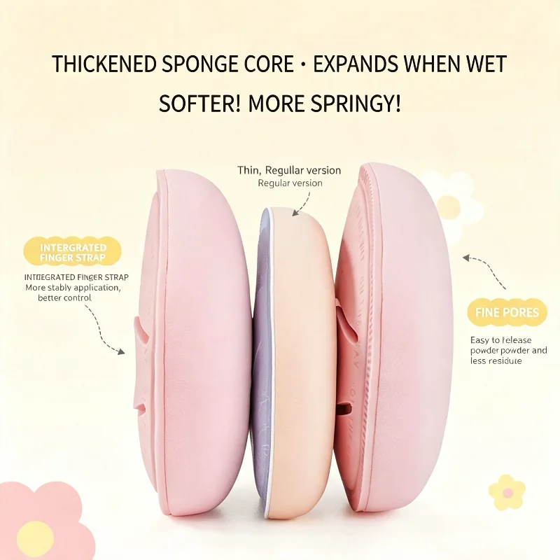 Heart Shape Makeup Powder Puff, Soft Thick Sponge Foundation Puff, Wet & Dry Dual Use Beauty Blender, Expands When Wet, No Powde