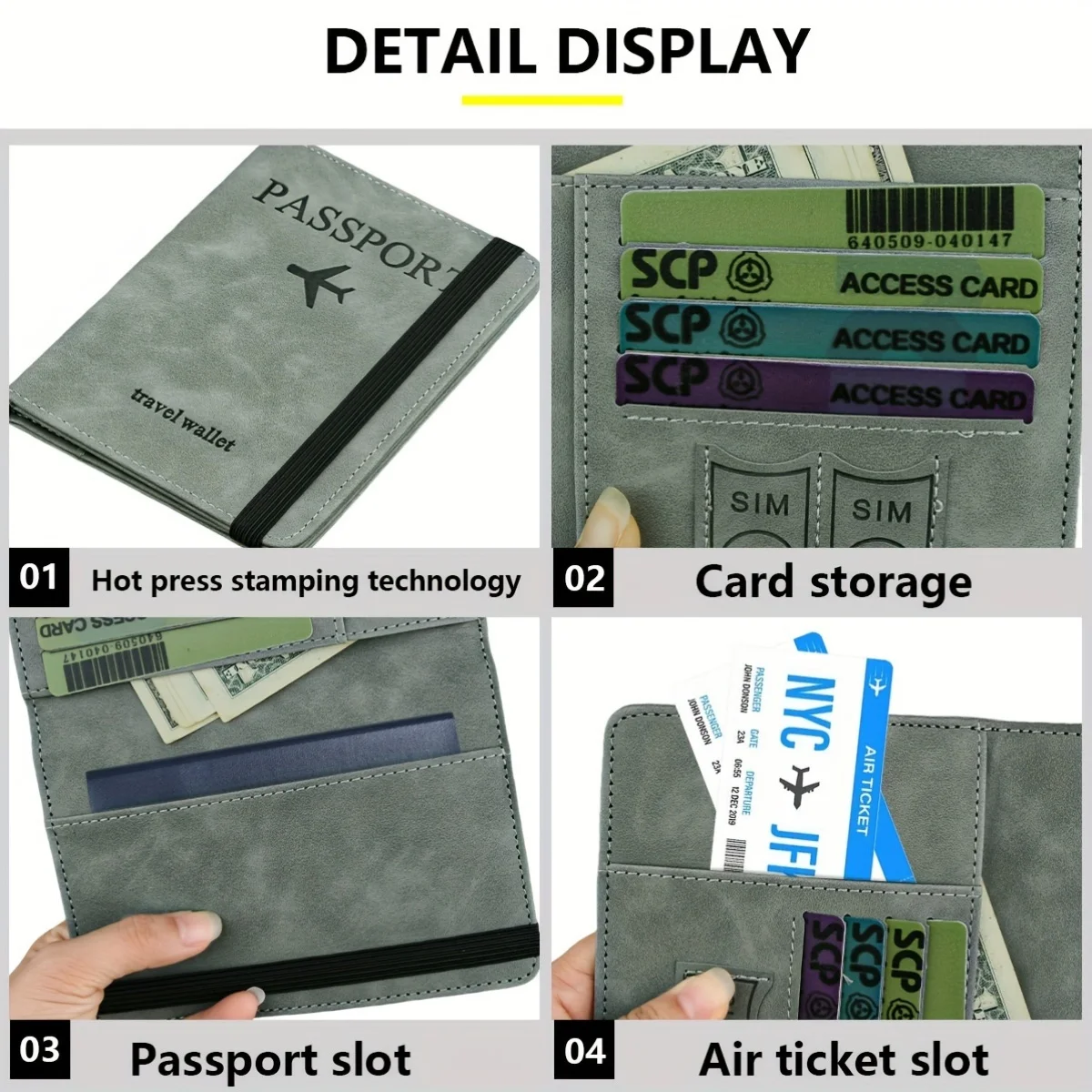 Retro PU Travel Passport Holder, RFID Blocking  Multi-Function Wallet, Passport Covers with Slots for Cards and Personal Items image 6