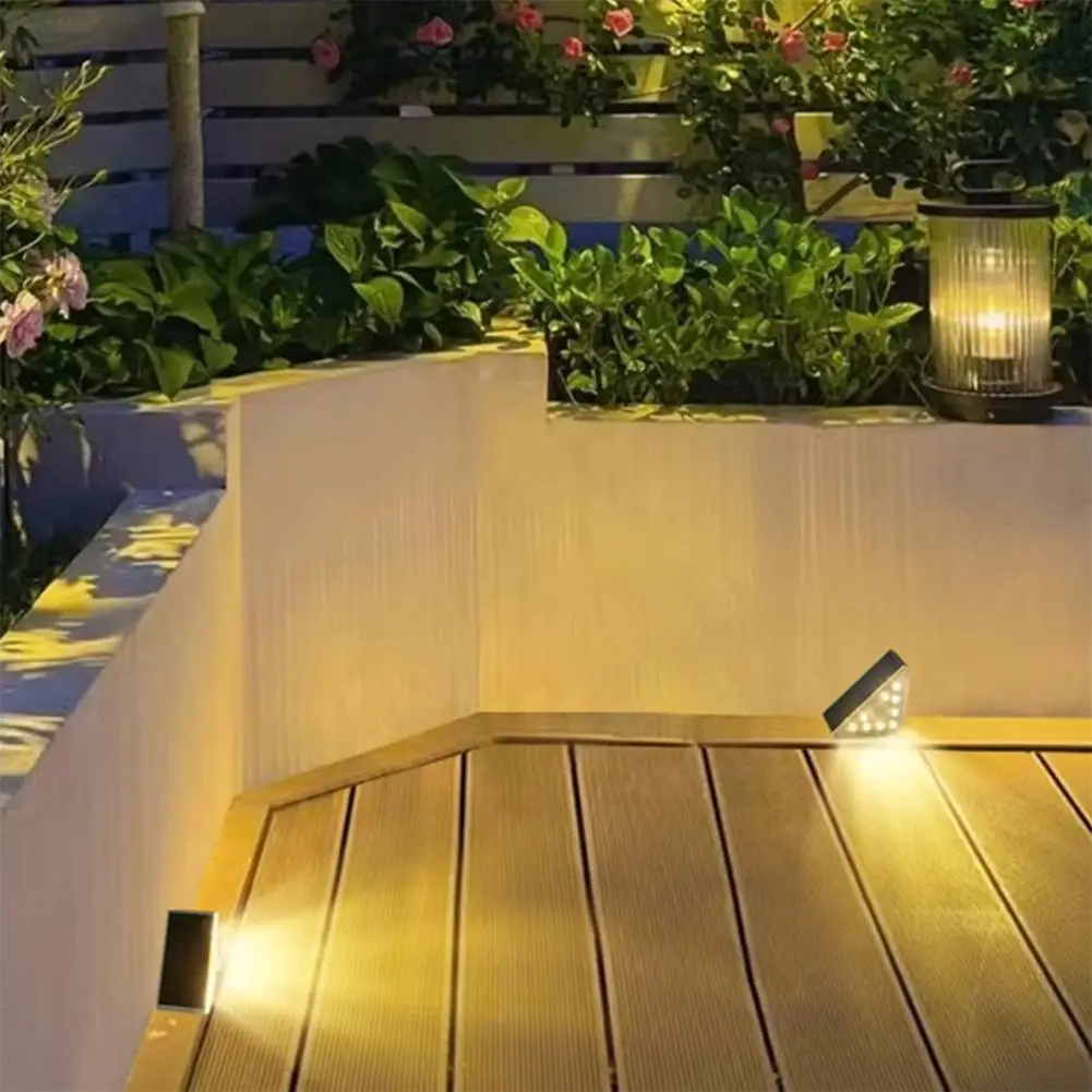 Triangular Design Solar Stair Lights, IP68 impermeável LED, ao ar livre, Step Lights para Stair, varanda, decoração do pátio, 1.2W