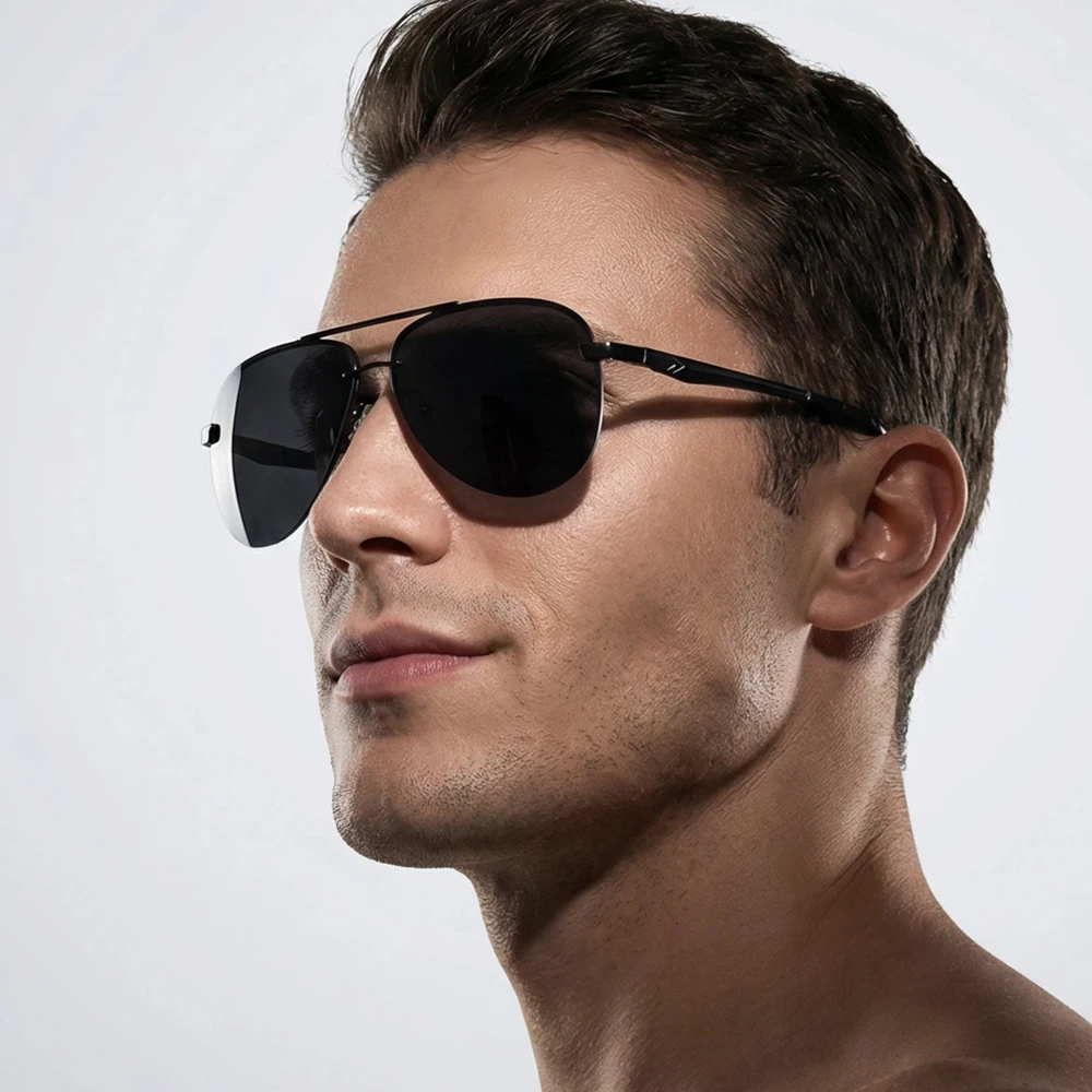 Fashion Rimless Pilot Polarized Sunglasses Men Women High Quality Aluminum Magnesium Sun Glasses Male Classic Driving Shades