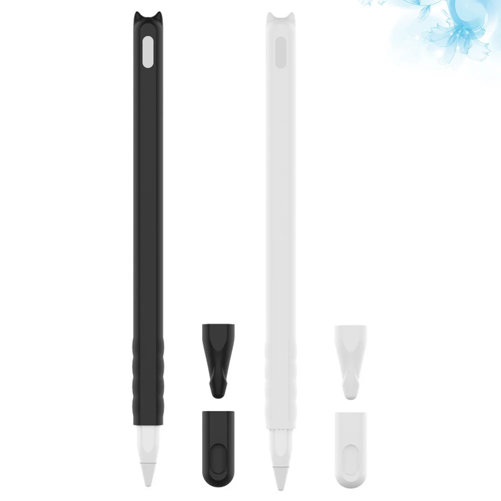 

2 шт., силиконовый чехол для ручки с дизайном кошачьей головы для карандашей 2Nd Gen, фиолетовый небесный защитный чехол для планшета-карандаша