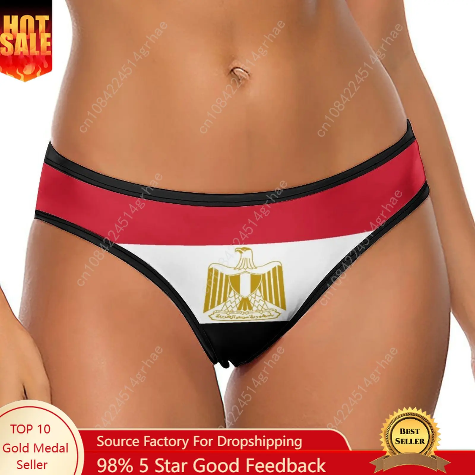 Egypt Flag Customized Ice Silk Thong Panties Women's Briefs Soft Comfortable Sizes S-2XL Suitable Wear and All Seasons