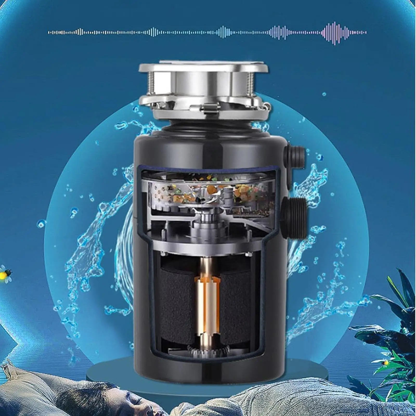 生ごみ処理機 1/2HP 簡単設置コンパクト生ごみグラインダー キッチンシンク用