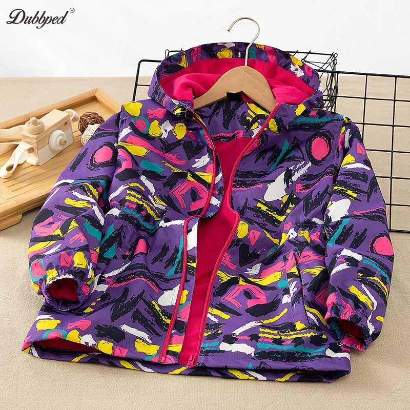 Dubbped Toddler Girls Unicorn Hooded Waterproof Windproof Jacket - Spring Coat for Kids Rain Coat 3-12Y