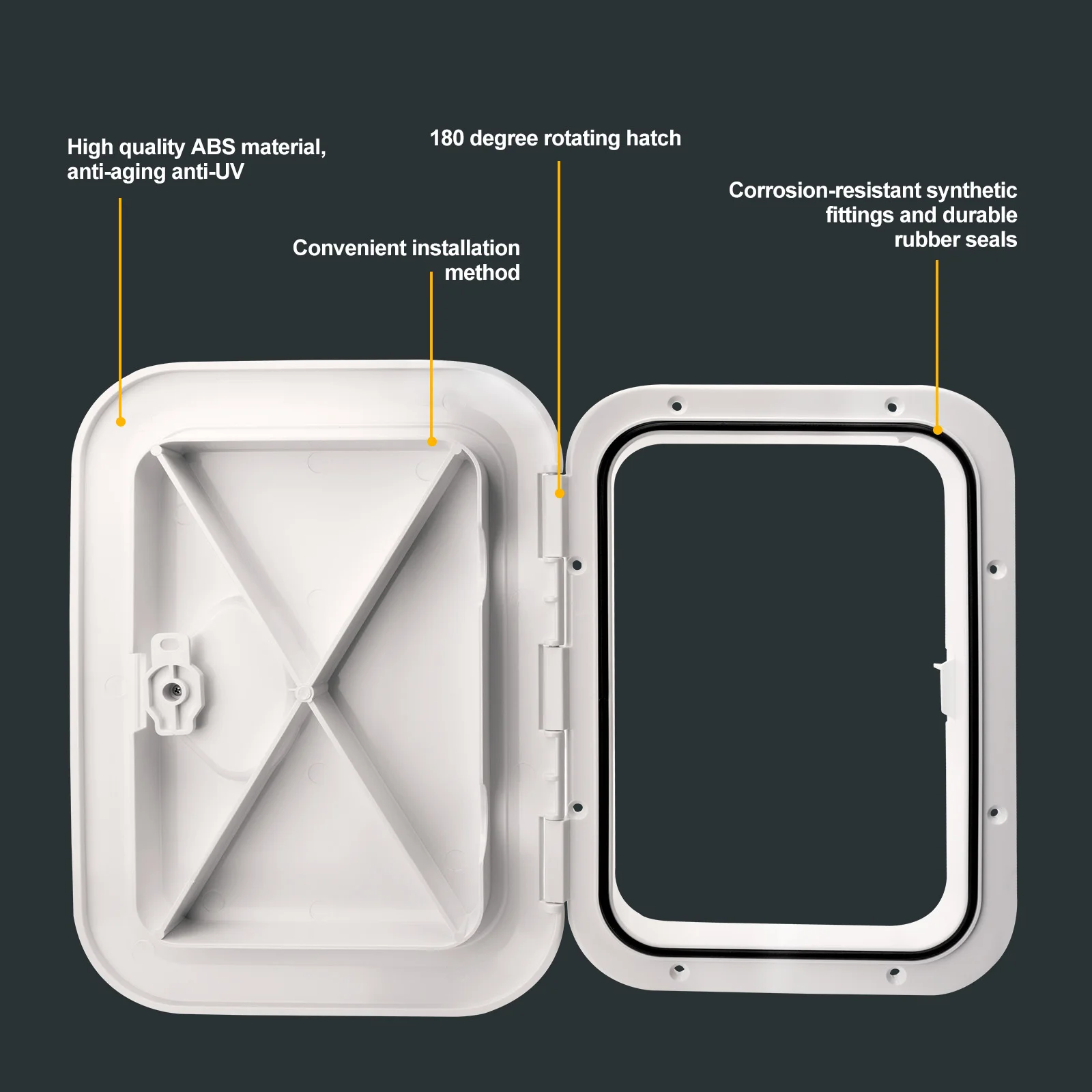 Marine Boat Deck Access Hatch Lid 14.75" x 10.6" White 180° Opening for RV Caravan image 3