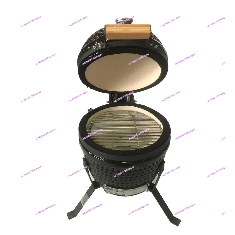 Outdoor barbecue grill, charcoal smoking grill, circular ceramic grill, outdoor pizza charcoal grill