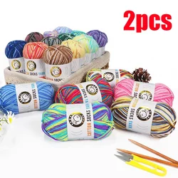 2 pezzi X50g filato arcobaleno filato di cotone per maglieria filato cucito filati all'uncinetto misto cotone