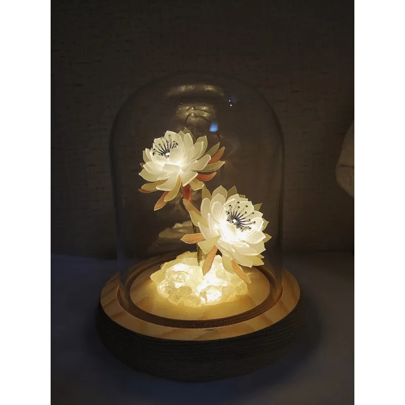 

Epiphyllum night light handmade DIY finished product chrysanthemum plant Internet celebrity live stream ornament