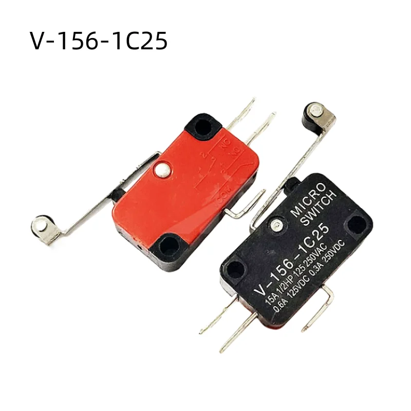 10PCS/LOT V-156-1C25 Micro Switch With Long Wheel Small Travel Limit Micro Switch Silver Point