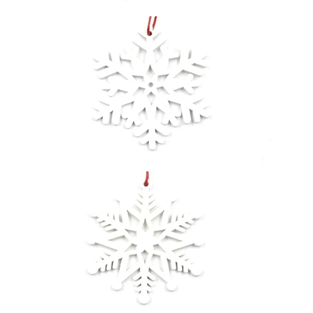 

12Pcs Wooden Christmas Snowflake Pendants Red White Delicate Snowflake Hanging Slices Xmas Party Decoration Home Decor