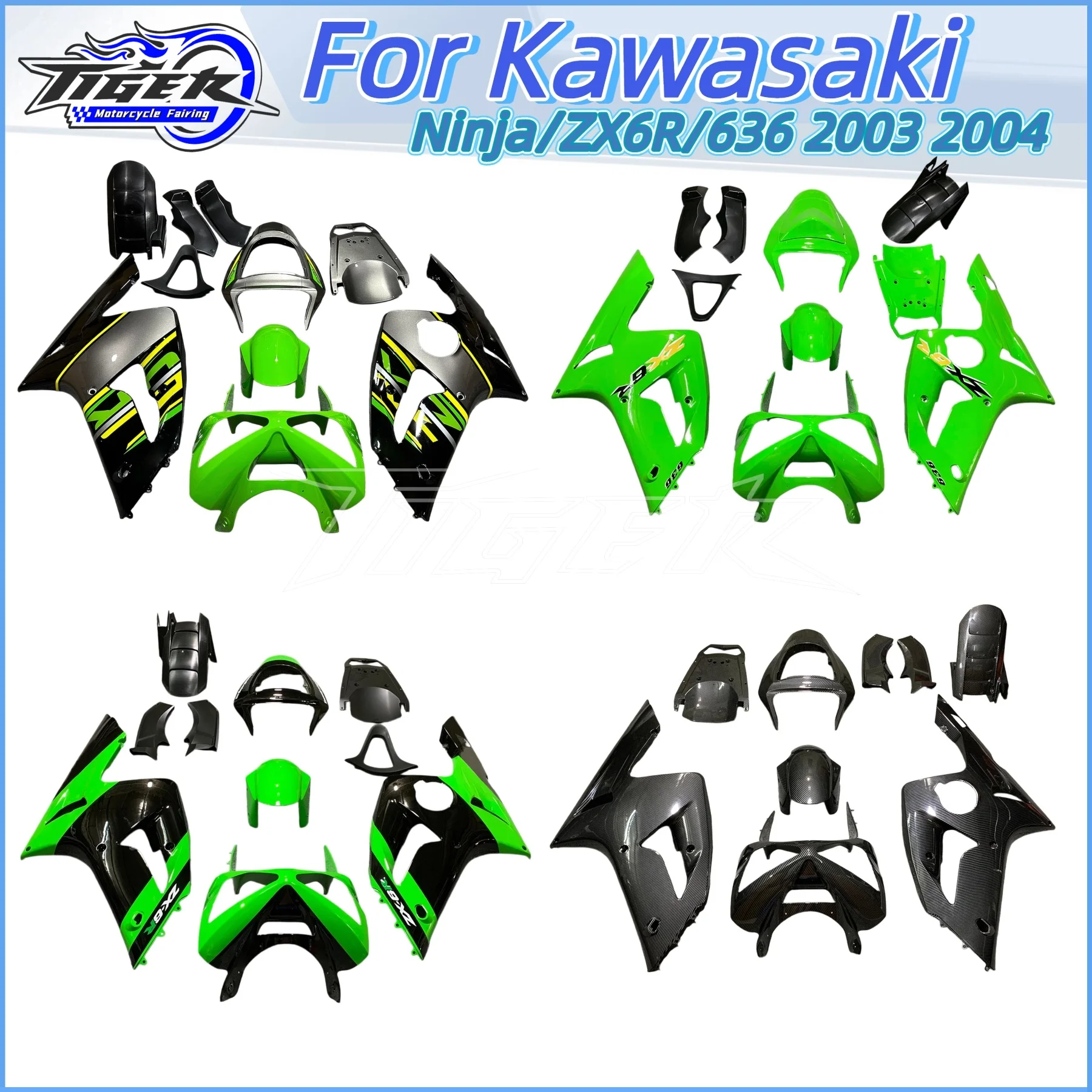 

New ABS Whole Motorcycle Fairings Kit Fit For KAWASAKI ZX-6R ZX6R 636 2003 2004 03 04 Bodywork Set Custom Red Green