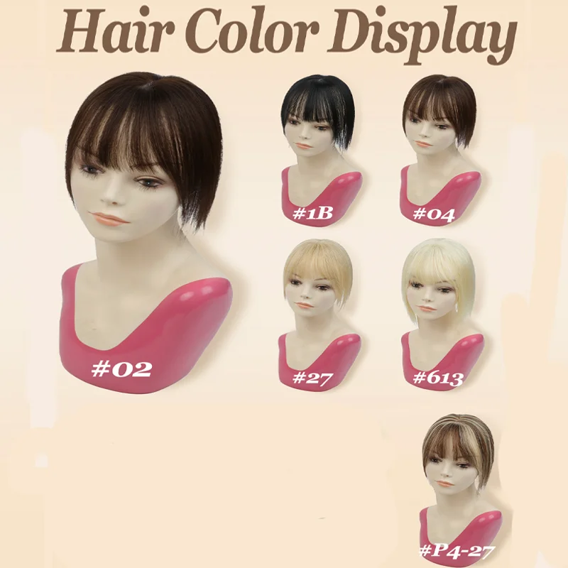 Womens Human Hair Enhancement Topper Bangs Style 360 Full Coverage Gray Hair Cover Accessory Clip In One Piece 20G Design 5x9cm Base 20 25 30cm Lengths view 7
