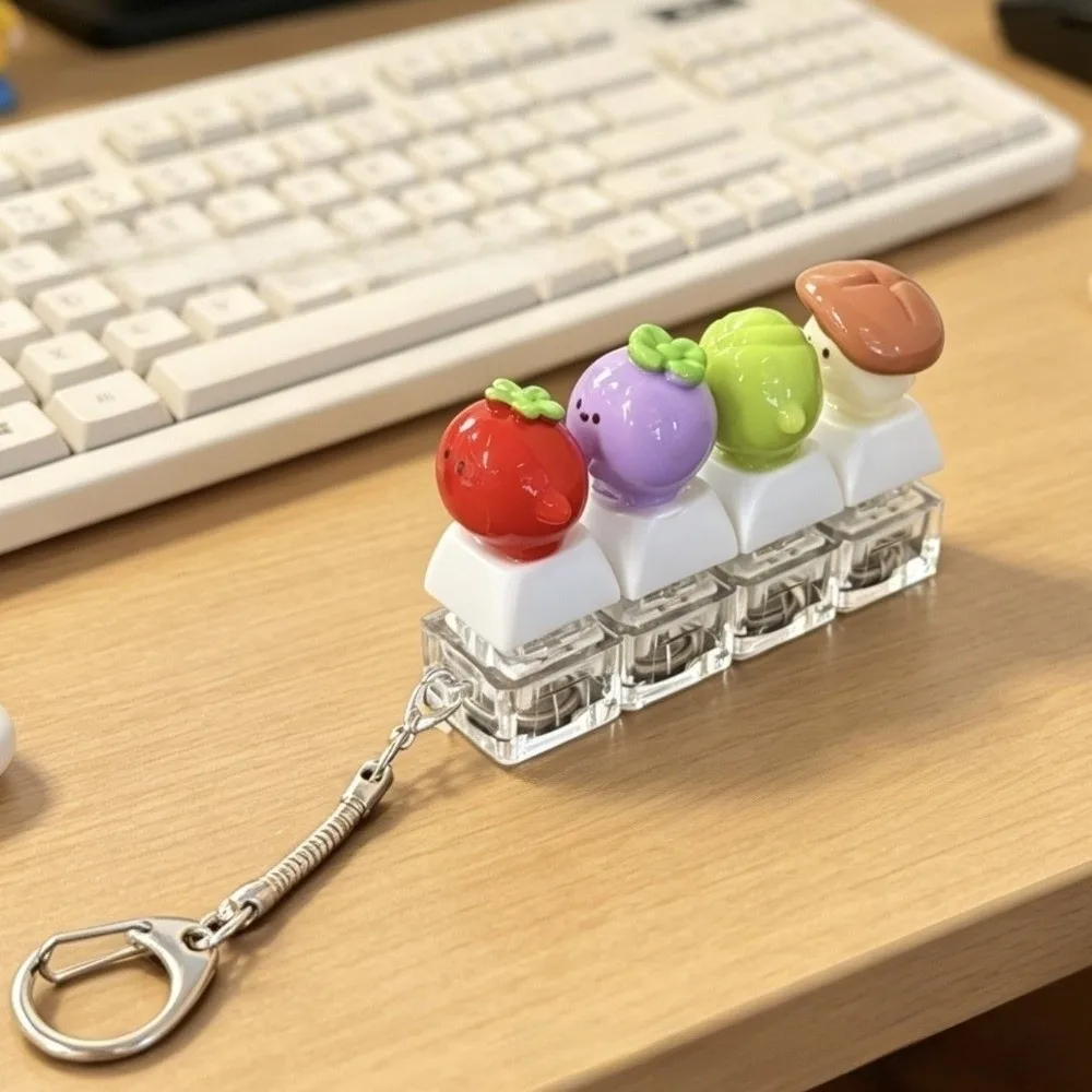 Finger Button Anti-stress Pendant Keyboard Mechanical Fidget Keychain Vegetable Keycap Pass The Time Stress Relief Clicker