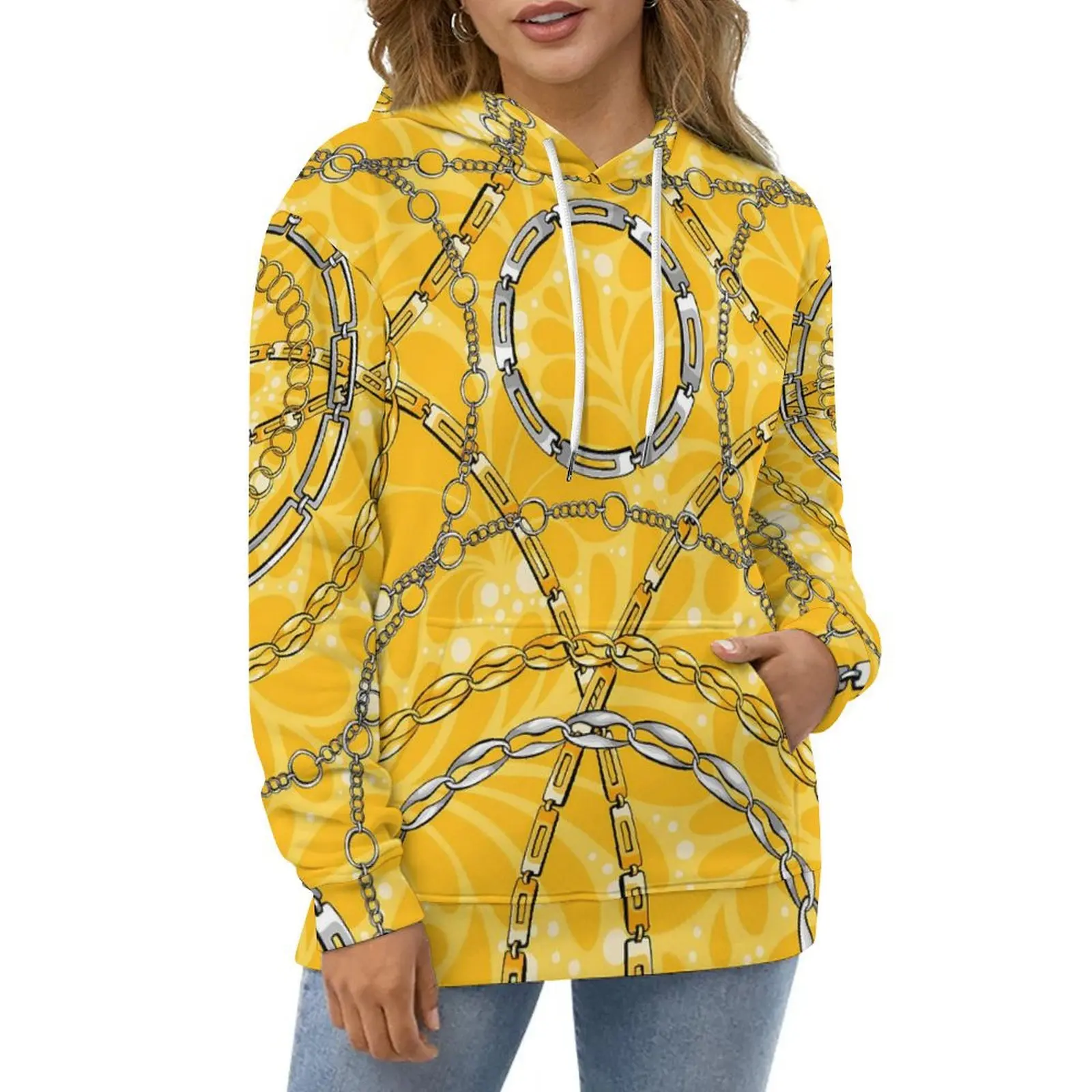 

Golden Chain Hoodies Vintage Damask Street Wear Casual Hoodie Long Sleeve Pretty Custom Sweatshirts Large Size 5XL 6XL