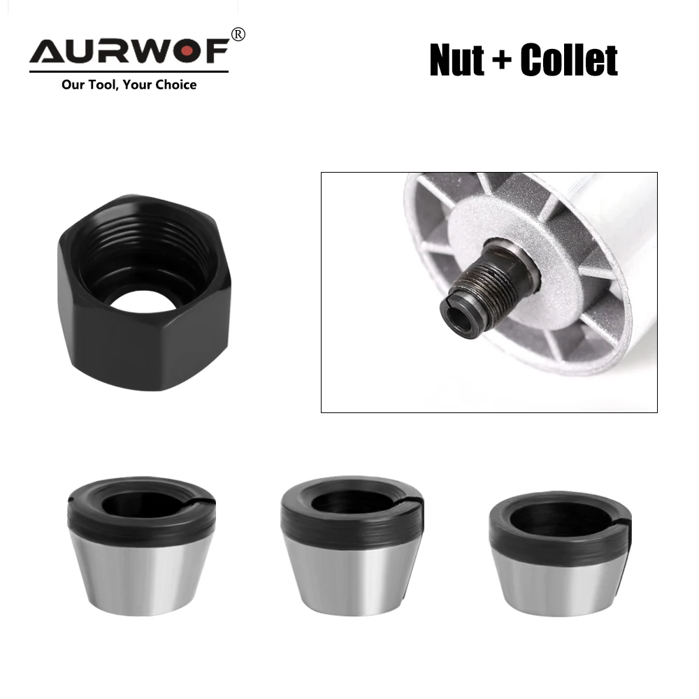 Urwof-pinça Chuck com Porca Gravura Máquina de Corte Roteador Elétrico Fresa Acessórios mm 6.35 mm mm Pcs Set