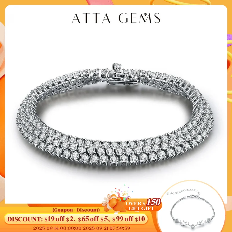 

ATTAGEMS D Color Round Cut 2.5mm Moissanite Bracelet for Women Man White Gold Plated 925 Silver Pass Diamond Tester Bracelets