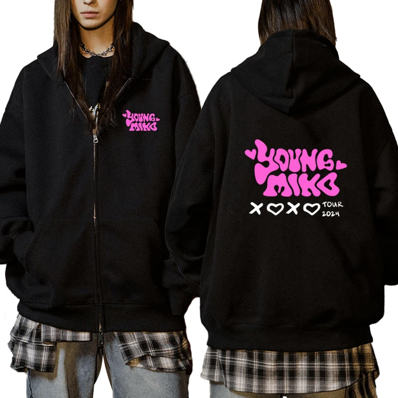 

Young Miko Att printed Zipper Hoodie Men women Fashion Harajuku Sweatshirts Fleece Pullover vintage Casual streetwear Unisex