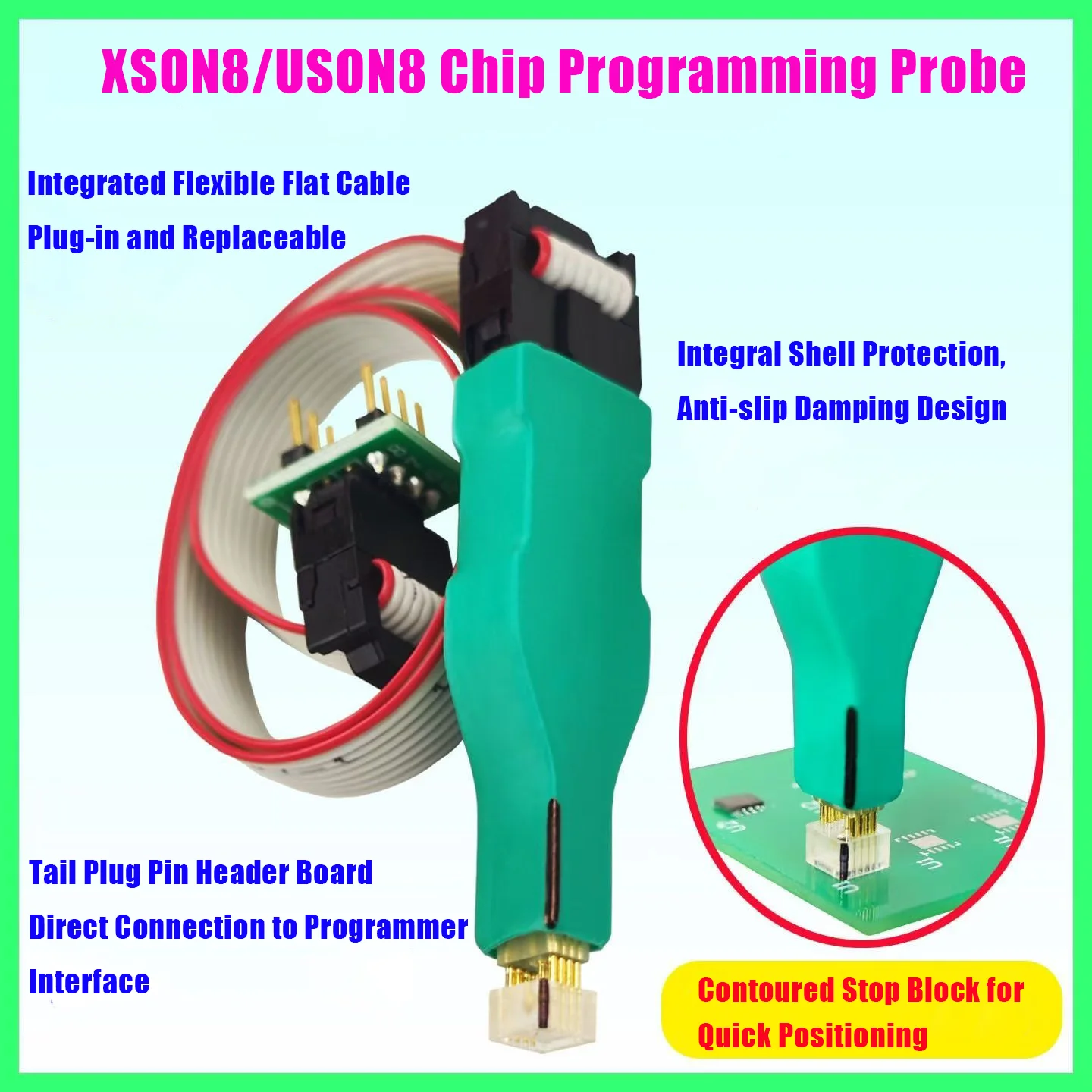1Pcs USON8/XSON8 Spring Pin On-Board Programming Cable, Professional HDD Data Recovery Read/Write Cable