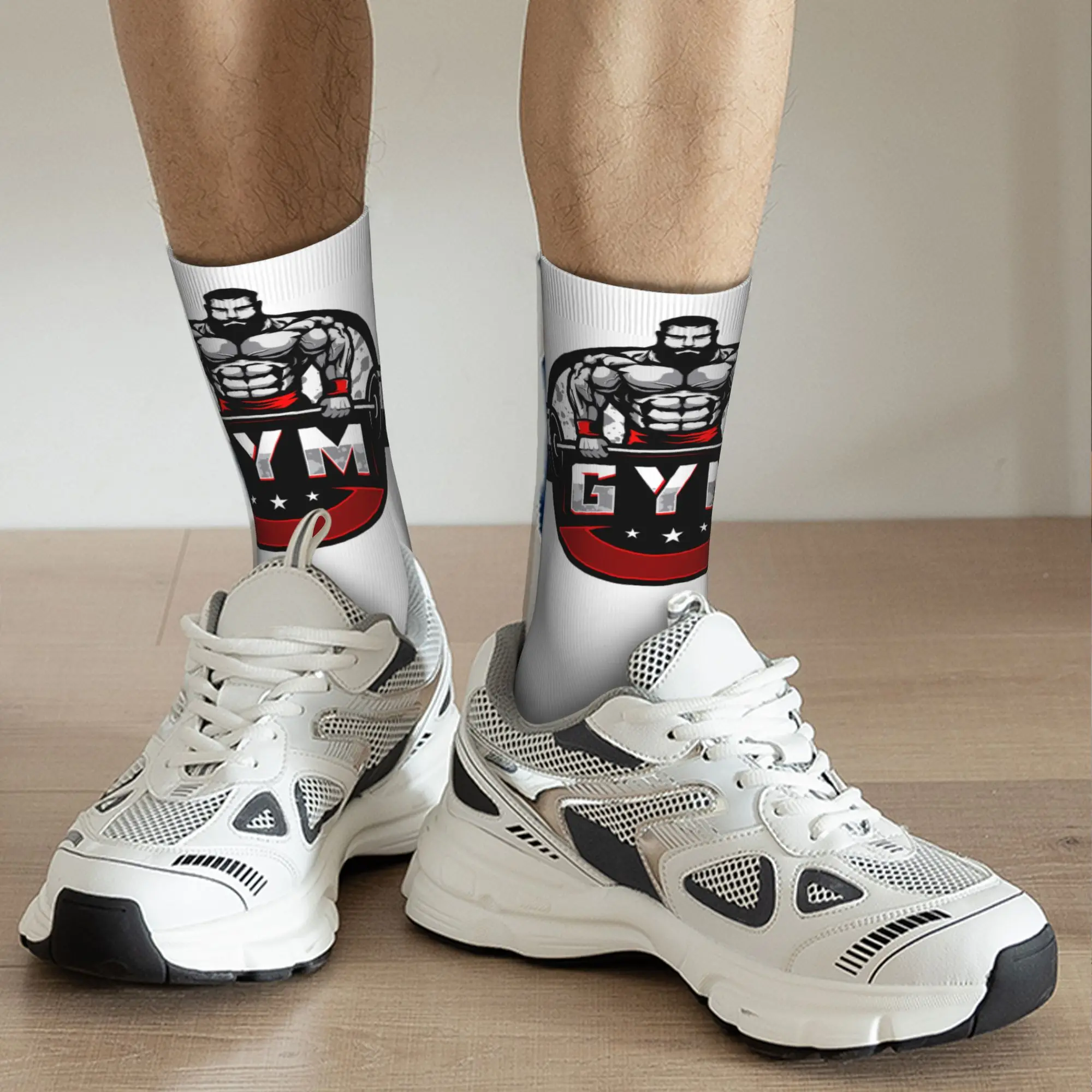 Custom Cute Bodybuilding Gym Socks Women Men Warm 3D Printed Fitness Muscle Football Sports Socks view 5