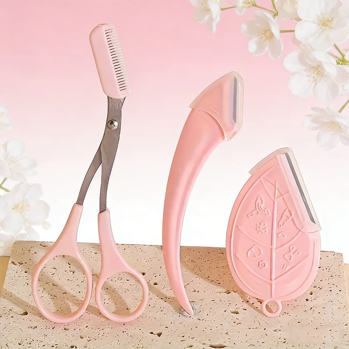 Leaf Eyebrow Trimmer with Safety Net to Prevent Scratching,Luxury Women's Beauty Set - Precision Eyebrow Trimmer and Razor Set
