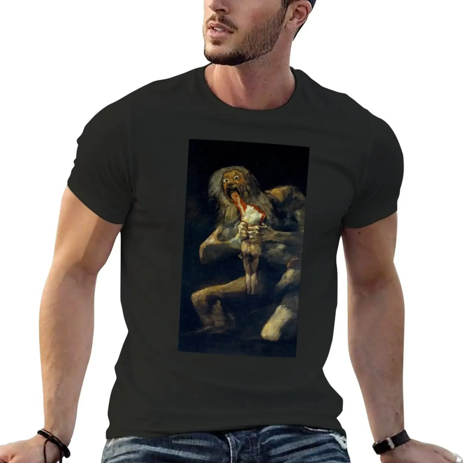 Saturn Devouring His Son - High quality - Francisco Goya T-Shirt new edition vintage clothes mens white t shirts