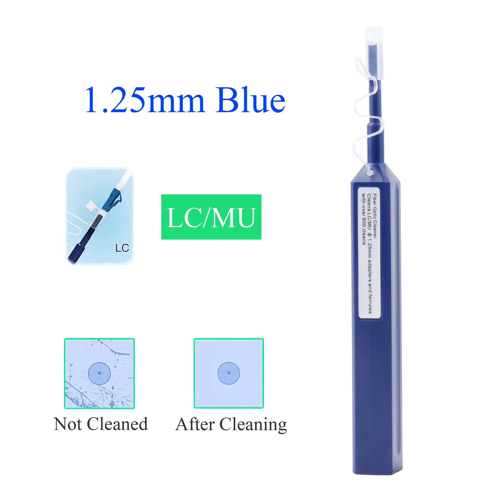 1 Stück Glasfaser-Reinigungsstift für SC/FC/ST LC/MU Steckverbinder, One-Touch-Reiniger für 1,25mm/2,5mm Glasfaserkabel-Endflächen