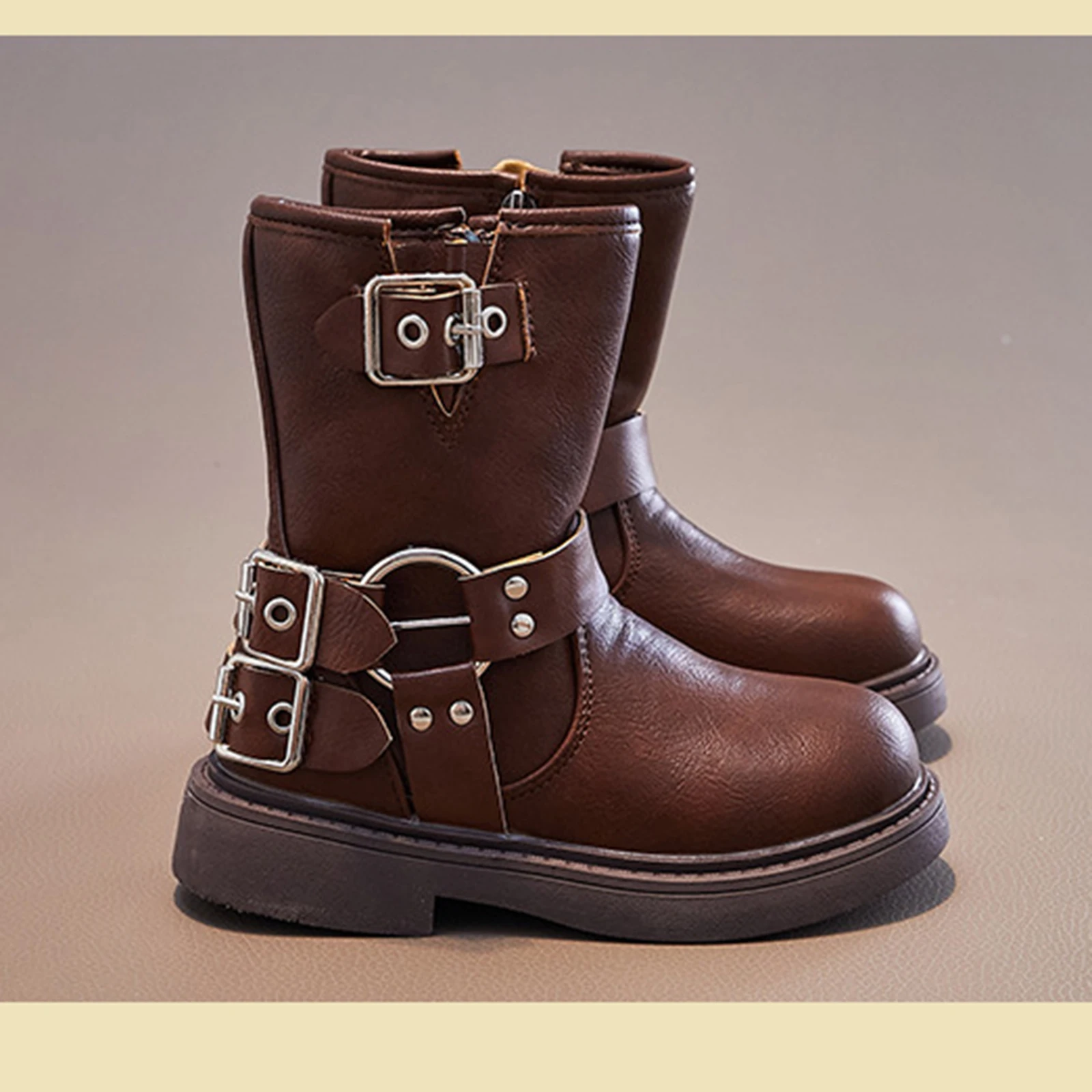 ربيع الخريف الفتيات الأحذية الكلاسيكية مشبك بريطانيا نمط الرجعية الاطفال أحذية بوت قصيرة عدم الانزلاق جولة تو منصة أحذية ركوب الخيل 2026 جديد #4