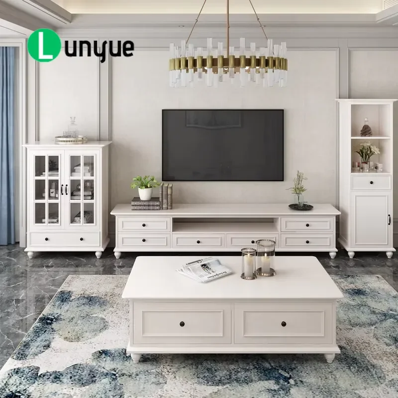 Solid Wood TV Cabinet and Coffee Table Combo for Living Room Bedroom Durable Furniture Storage Unit Space Saving Design