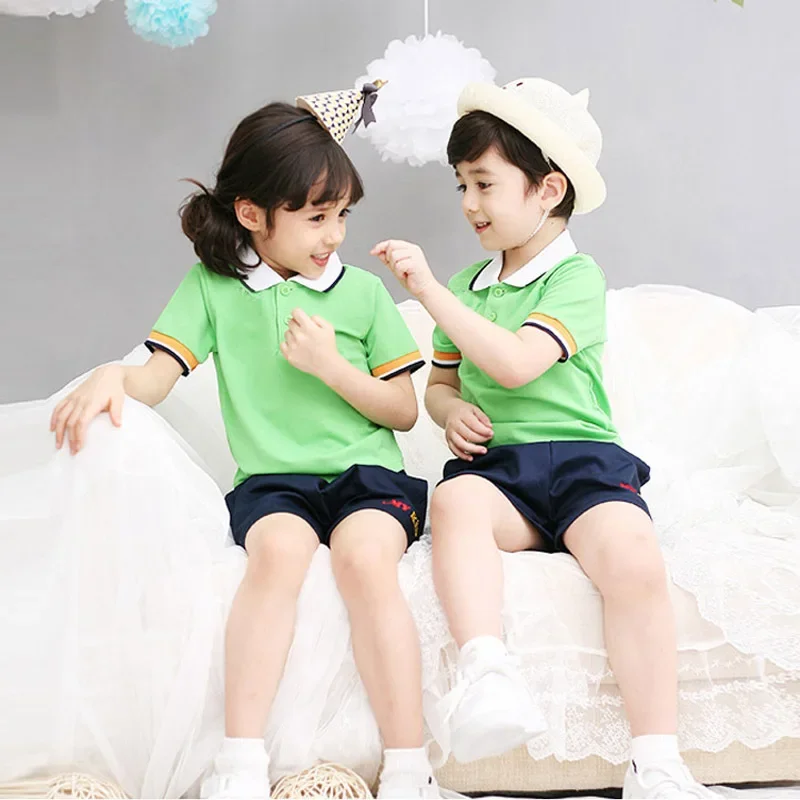 Primary school class uniforms summer pink British set children's pure cotton graduation performance kindergarten uniforms