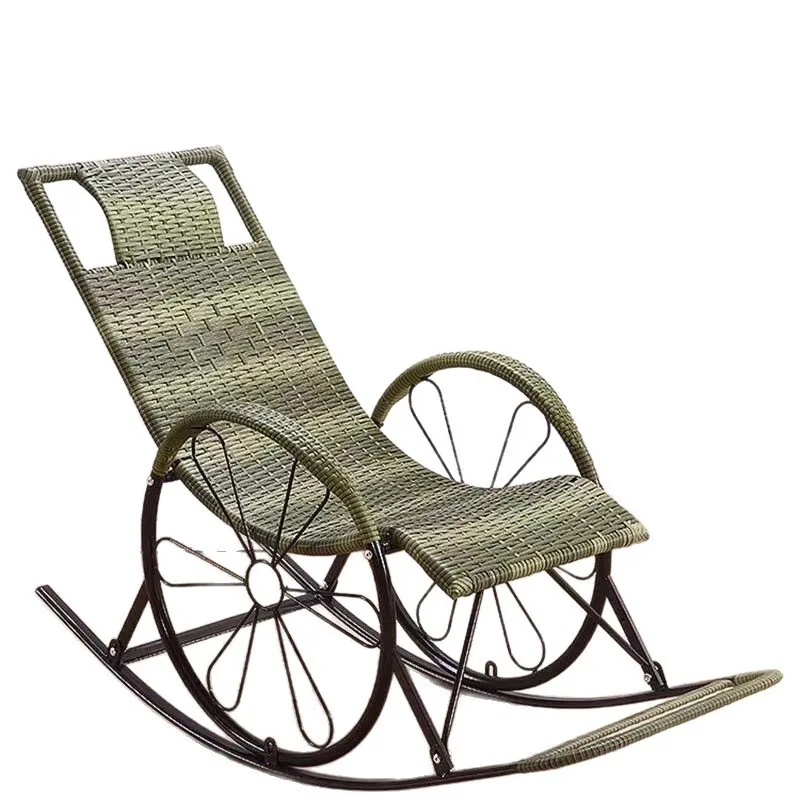 Rocking chair household summer rocking chair backrest adult nap rattan recliner lazy rattan weaving