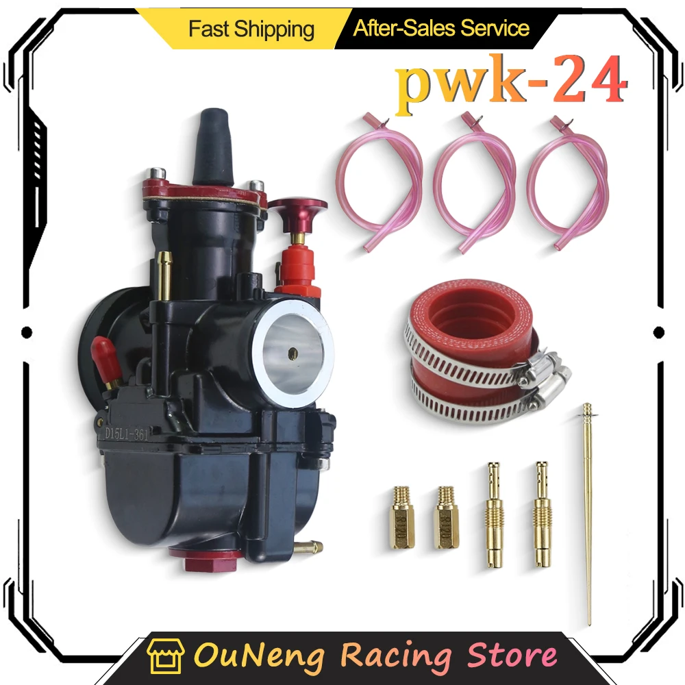 

PWK 24mm Black Painted Carburetor With Red Square Head For Off‑Road Motorcycle Dirt Bike ATV Engine Parts