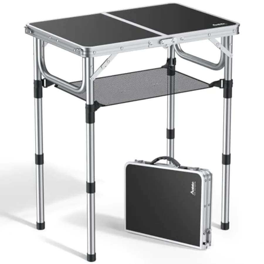 

Folding Camping Table Aluminum 24" x 16" Adjustable Height Small Folding Table with Carrying Handle Lightweight Portable Campin